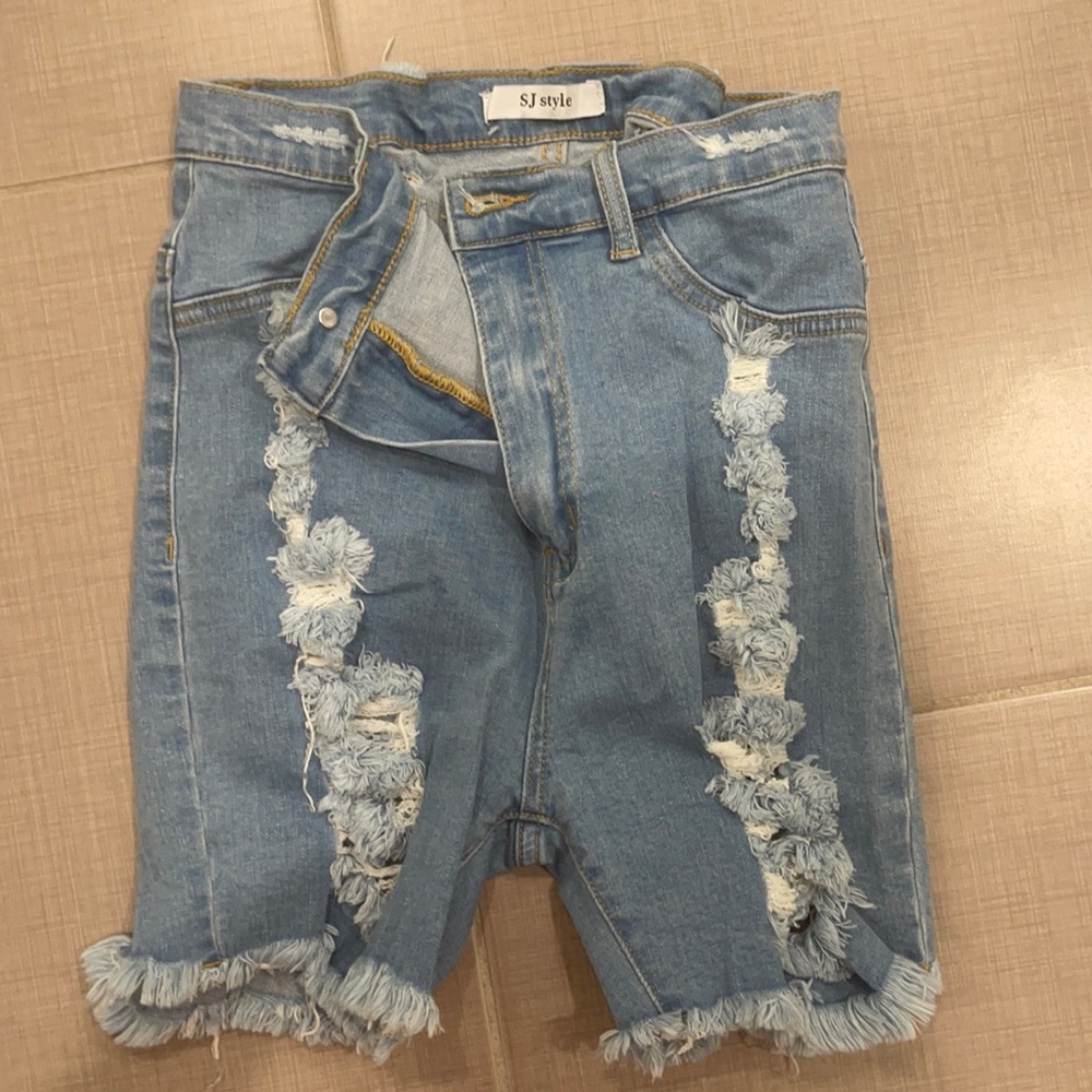Ripped jean shorts